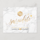 Carte Postale PixDezines Faux Gold/Monogram/Marble/Save our Date (Devant)