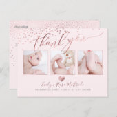 Carte Postale PixDezines Faux Rose Gold Confetti/Merci (Devant / Derrière)