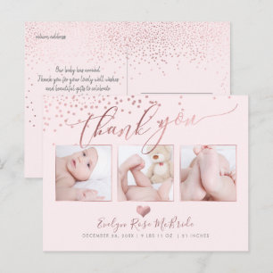Carte Postale PixDezines Faux Rose Gold Confettis / Remerciement