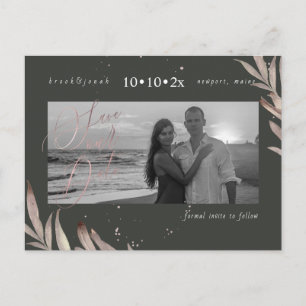 Carte Postale PixDezines Faux Rose Gold Foliage Enregistrer notr