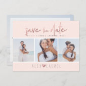 Carte Postale PixDezines Faux RoseGold Chic Script Enregistrer l (Devant / Derrière)