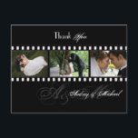Carte Postale PixDezines FILMSTRIP MARIAGE PHOTOS MERCI<br><div class="desc">PixDezines filmstrip avec vos photos d'événements, on peut ajouter monogramme. do-it-yourself polices, couleur des polices et couleur arrière - plan sur inversé. Partagez vos photos mariages, baby shower, etc. Pour obtenir le meilleur résultat, accédez au calque d'image, sélectionnez "Options avancées" pour le dimensionnement, en modifiant le ton de vos photos....</div>