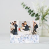 Carte Postale PixDezines Marble+Rose Bleu Enregistrer la date (Debout devant)