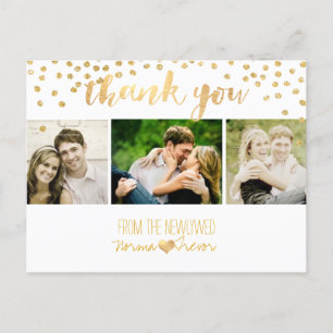 Carte Postale PixDezines mariage merci / confetti or