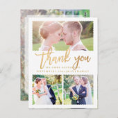 Carte Postale PixDezines Mariage Merci/Faux Gold Script (Devant / Derrière)