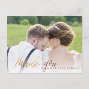 Carte Postale PixDezines Mariage Merci/Faux Gold Script