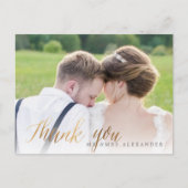 Carte Postale PixDezines Mariage Merci/Faux Gold Script (Devant)