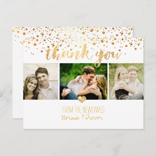 Carte Postale PixDezines mariage merci/faux or (Devant / Derrière)