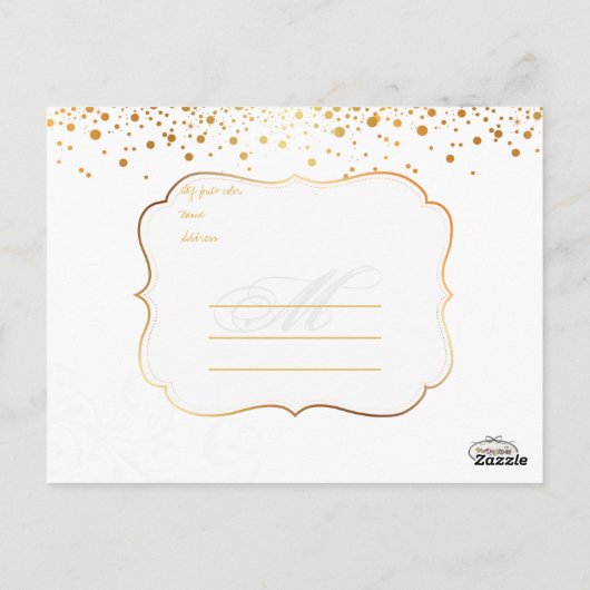 Carte Postale PixDezines mariage merci/faux or (Dos)