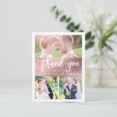 Carte Postale PixDezines Mariage Merci/Faux Rose Gold Script (Debout devant)