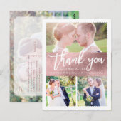 Carte Postale PixDezines Mariage Merci/Faux Rose Gold Script (Devant / Derrière)
