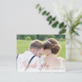 Carte Postale PixDezines Mariage Merci/Faux Rose Gold Script (Debout devant)