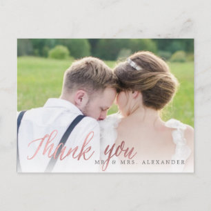 Carte Postale PixDezines Mariage Merci/Faux Rose Gold Script