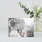 Carte Postale PixDezines Mariage Merci/Rose Gold Script (Debout devant)