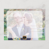 Carte Postale PixDezines Mariage Merci/Rose Gold Script (Dos)