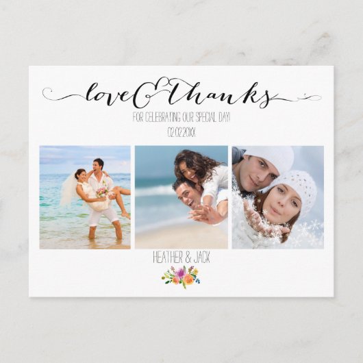 Carte Postale PixDezines Merci Mariage Floral (Devant)