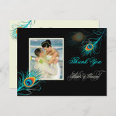 Carte Postale PixDezines paon merci/do-it-yourself couleur arriè (Devant / Derrière)