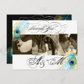 Carte Postale PixDezines Peacock Mariage Photos Merci (Devant / Derrière)