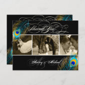 Carte Postale PixDezines Peacock Mariage Photos Merci (Devant / Derrière)