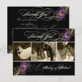 Carte Postale PixDezines Peacock Mariage Photos Merci (Devant / Derrière)