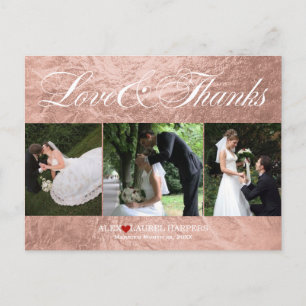 Carte Postale PixDezines Rose Gold/Faux Foil/Merci Mariage