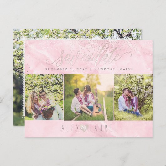 Carte Postale PixDezines Rose Quartz Date d'enregistrement/Confe (Devant / Derrière)