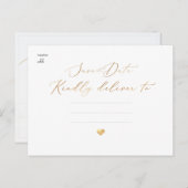 Carte Postale PixDezines Sauvez notre date, Faux Gold Calligraph (Devant / Derrière)