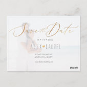 Carte Postale PixDezines Sauvez notre date, Faux Gold Calligraph (Dos)