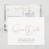 Carte Postale PixDezines Save the Date/Iridescent Gold Script (Devant / Derrière)