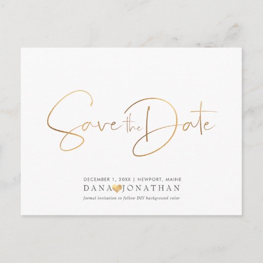 Carte Postale PixDezines Save the Date/Iridescent Gold Script (Devant)
