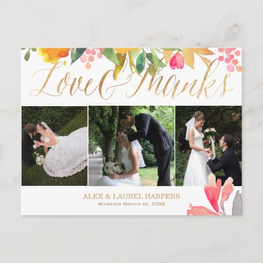 Carte Postale PixDezines Spring Floral Watercolor/merci (Devant)