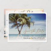 Carte Postale PixDezines Twin Palms+Beach Enregistrer la date (Devant / Derrière)