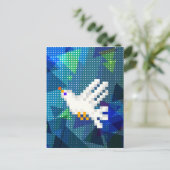 Carte Postale Pixel 8 bits art blanc plongée oiseau volant (Debout devant)