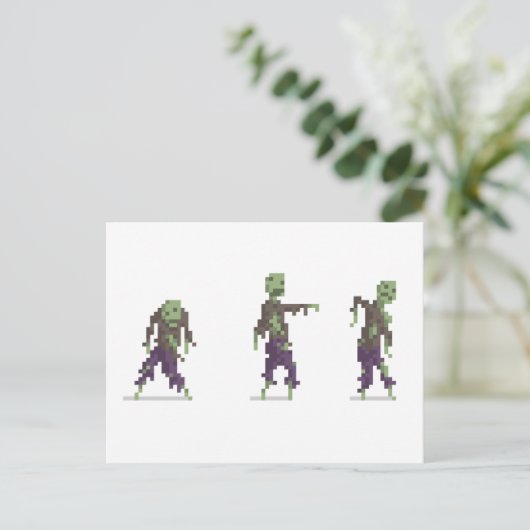 Carte postale Pixel 8 bits Zombie (Debout devant)