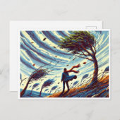 Carte postale Pixel Art Big Wind Day - Retro Windy (Devant / Derrière)