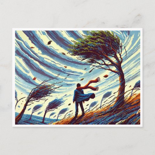 Carte postale Pixel Art Big Wind Day - Retro Windy (Devant)
