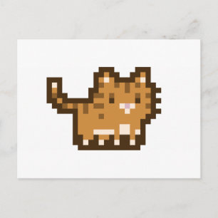 Carte postale Pixel Art Chat Orange
