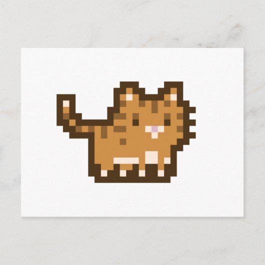 Carte postale Pixel Art Chat Orange (Devant)