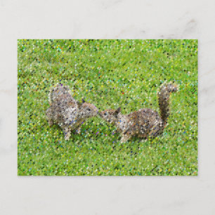 Carte Postale Pixel Art - Deux écureuils