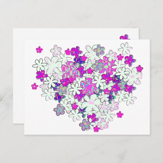 Carte postale Pixel Flower Bunch (Devant / Derrière)