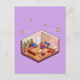 Carte Postale Pixel isométrique Pixel Art Jeu PC Room
