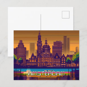 Carte Postale Pixellit 2D Game Art Amsterdam