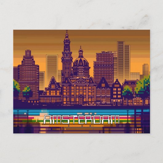Carte Postale Pixellit 2D Game Art Amsterdam (Devant)