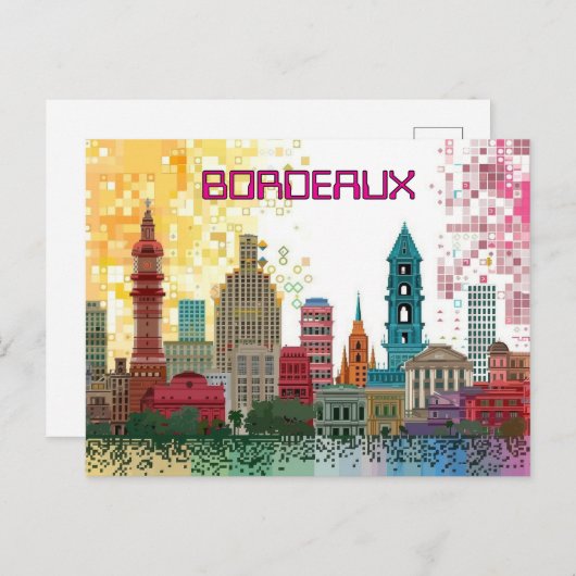 Carte Postale Pixellit 2D Game Art Bordeaux (Devant / Derrière)