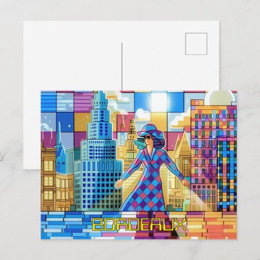 Carte Postale Pixellit 2D Game Art Bordeaux (Devant / Derrière)