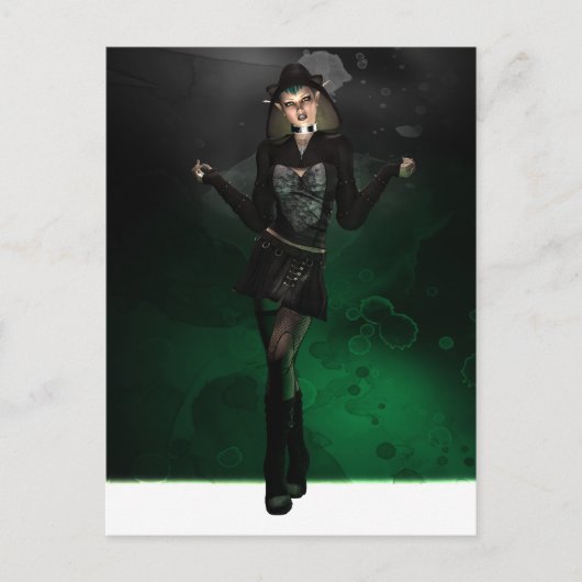 Carte Postale Pixie Punk - Vert (Devant)