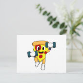 Carte Postale Pizza à la forme avec haltères (Debout devant)