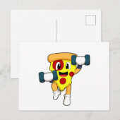 Carte Postale Pizza à la forme avec haltères (Devant / Derrière)