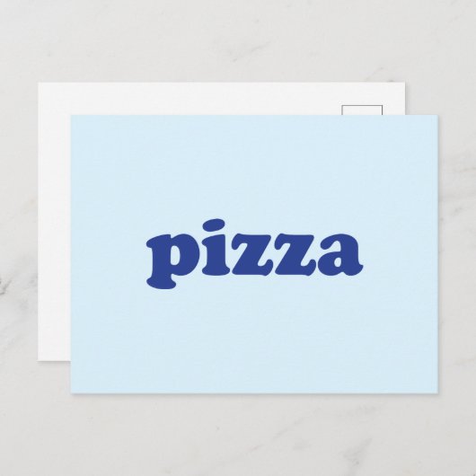 Carte Postale Pizza bleu clair typographie moderne drôle (Devant / Derrière)