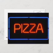 Carte Postale PIZZA Blue et Red Neon Sign (Devant / Derrière)